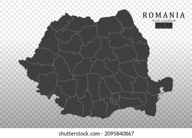 Romania Map - World Map International vector template with High detailed including black and grey outline color isolated on transparent background - Vector illustration eps 10