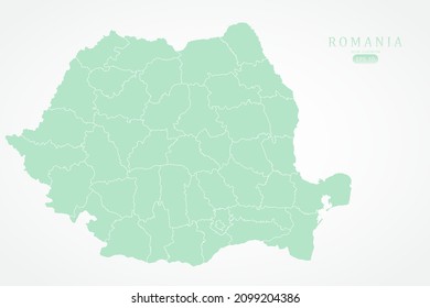 Romania Map - World Map International vector template with High detailed including green color and white outline isolated on white background - Vector illustration eps 10