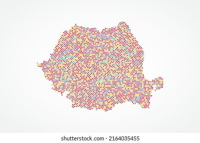 Romania Map - World map vector template with colorful dots, grid, grunge, halftone style isolated on white background for education, infographic, design, website - Vector illustration eps 10