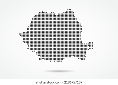 Romania Map - World map vector template with Black pixel, grid, grunge, halftone style isolated on white background for education, infographic, design, banner - Vector illustration eps 10