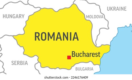 Romania Map. Zoom on World Map. Vector Illustration