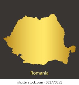 Romania map,border with golden gradient. Vector illustration