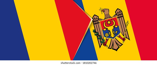Romania and Moldova flags, two vector flags symbol of relationship or confrontation.