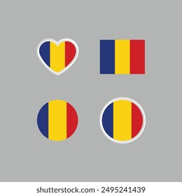 Romania nation flag collection emblem design vector