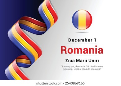 Banner do dia nacional da Romênia com fundo do tema de cores da bandeira romena