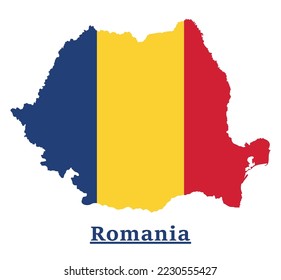Diseño Del Mapa De Bandera Nacional De Rumania, Ilustración De La Bandera De Rumania Dentro Del Mapa