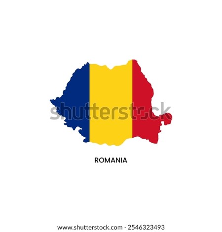 Romania national flag map design illustration of Romania country flag inside the map vector.