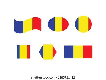 Romania national flag set country emblem state symbol