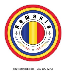 Arte vectorial de la insignia del orgullo nacional de Rumania. emblema circular con Colores de la bandera de Rumania azul amarillo y rojo. Simbolizando la identidad nacional rumana. EPS de Vector editable disponible