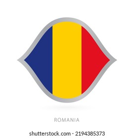 Romania national team flag in style for international basketball competitions. Vector sign.