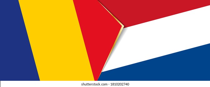 Romania and Netherlands flags, two vector flags symbol of relationship or confrontation.