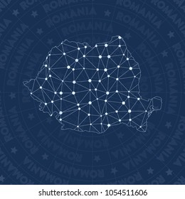Romania network style country map. Astonishing space style, modern design for infographics or presentation.