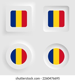 Juego de etiquetas y gráficos neumórficos para Rumania. Elemento de impacto para el uso que desea hacer de él.