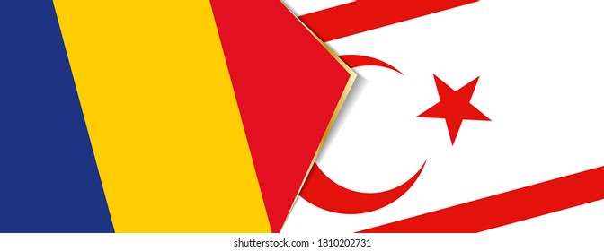 Romania and Northern Cyprus flags, two vector flags symbol of relationship or confrontation.