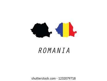 Romania outline map country shape 