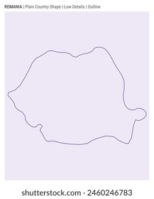 Romania plain country map. Low Details. Outline style. Shape of Romania. Vector illustration.