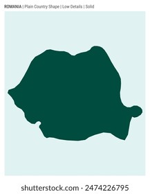 Romania plain country map. Low Details. Solid style. Shape of Romania. Vector illustration.