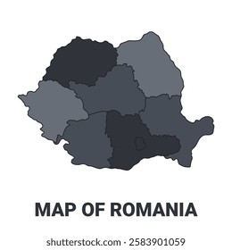 Romania political map border of regions outline vector set