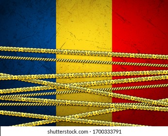 Romania in quarantine textured background. Vector illustration.