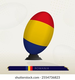 Romania Rugby Ball on Rugby Kicking Tees with Modern Design. Illustration perfect for sports, national pride, and rugby-related projects.