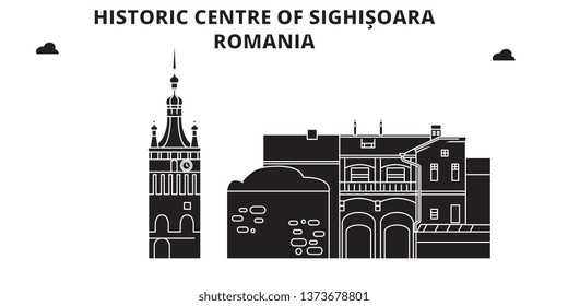Romania , Sighisoara ,  travel skyline vector illustration. 