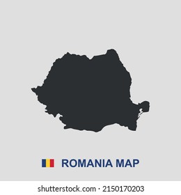 Romania simple map black and white vector icon.