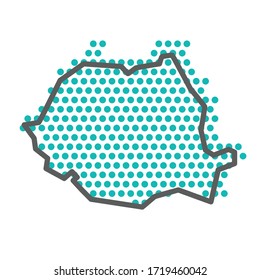 Mapa de esquema simple de Rumania con un patrón verde de punto medio tono