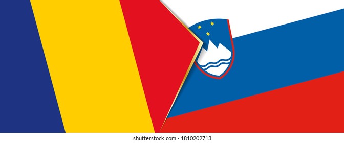 Romania and Slovenia flags, two vector flags symbol of relationship or confrontation.