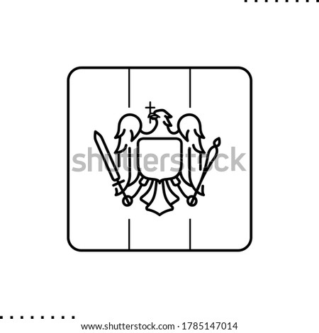 Romania square flag vector icon in outlines 