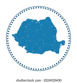Etiqueta de Rumania. Sello de caucho de viaje con mapa de país, ilustración vectorial. Puede utilizarse como insignia, logotipo, etiqueta, pegatina o insignia de Rumanía.