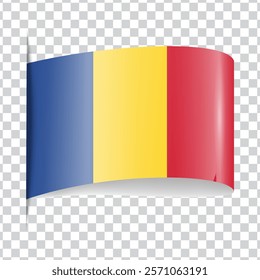 Romania tag national flag with shadow