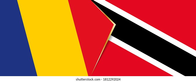 Romania and Trinidad and Tobago flags, two vector flags symbol of relationship or confrontation.