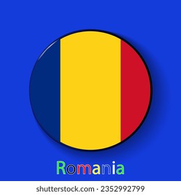 Romania vector flag. Football europe 2024 tournament championship. Round badges of the country in the actual championship colors.