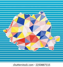 Romania vector illustration. Romania design on gradient stripes background. Technology, internet, network, telecommunication concept. Awesome vector illustration.