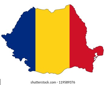 Romania vector map with the flag inside.