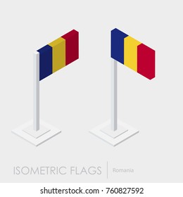 Romania vector set of isometric flat icons, 3D style, different 