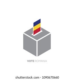 Romania voting concept. National flag and ballot box.