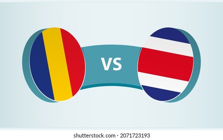 Romania vs Costa Rica, team sports competition concept. Round flag of countries.