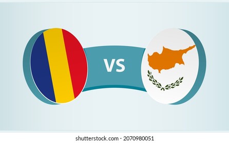 Romania vs Cyprus, team sports competition concept. Round flag of countries.