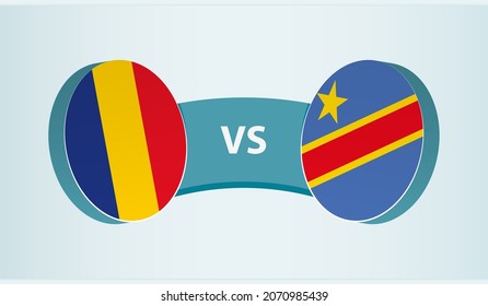 Romania vs DR Congo, team sports competition concept. Round flag of countries.