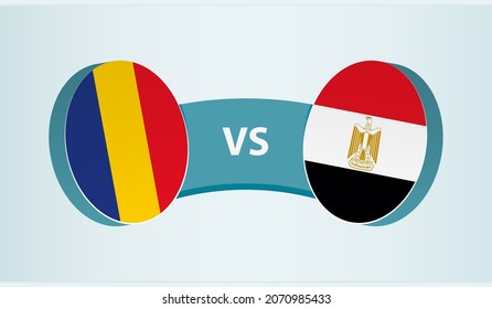 Romania vs Egypt, team sports competition concept. Round flag of countries.