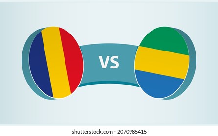 Romania vs Gabon, team sports competition concept. Round flag of countries.