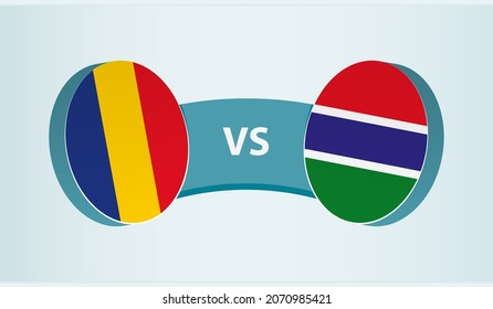 Romania vs Gambia, team sports competition concept. Round flag of countries.