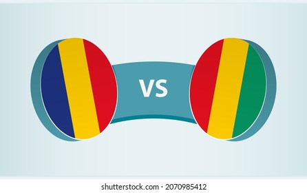 Romania vs Guinea, team sports competition concept. Round flag of countries.