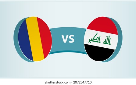 Romania Vs Iraq, Team Sports Competition Concept. Round Flag Of Countries.