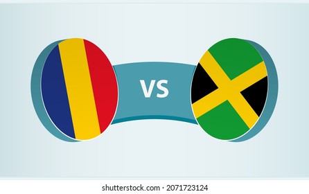 Romania vs Jamaica, team sports competition concept. Round flag of countries.