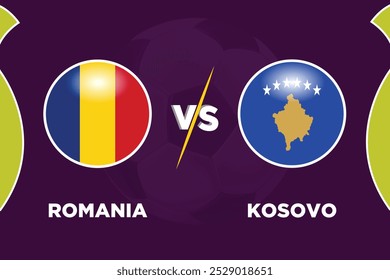 Romania vs Kosovo Soccer match concept. Vector illustration of design.
ROM VS KSVO football match.