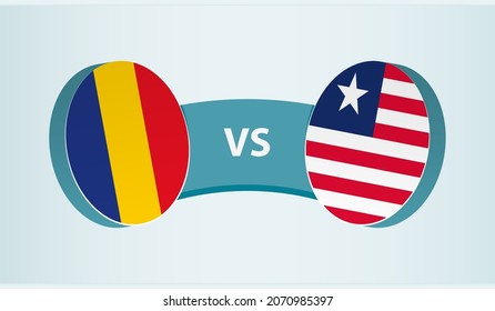 Romania vs Liberia, team sports competition concept. Round flag of countries.