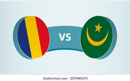 Romania vs Mauritania, team sports competition concept. Round flag of countries.