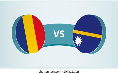 Romania vs Nauru, team sports competition concept. Round flag of countries.